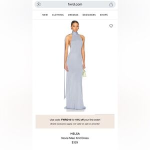 Helsa Novie Backless Light Blue Maxi Dress